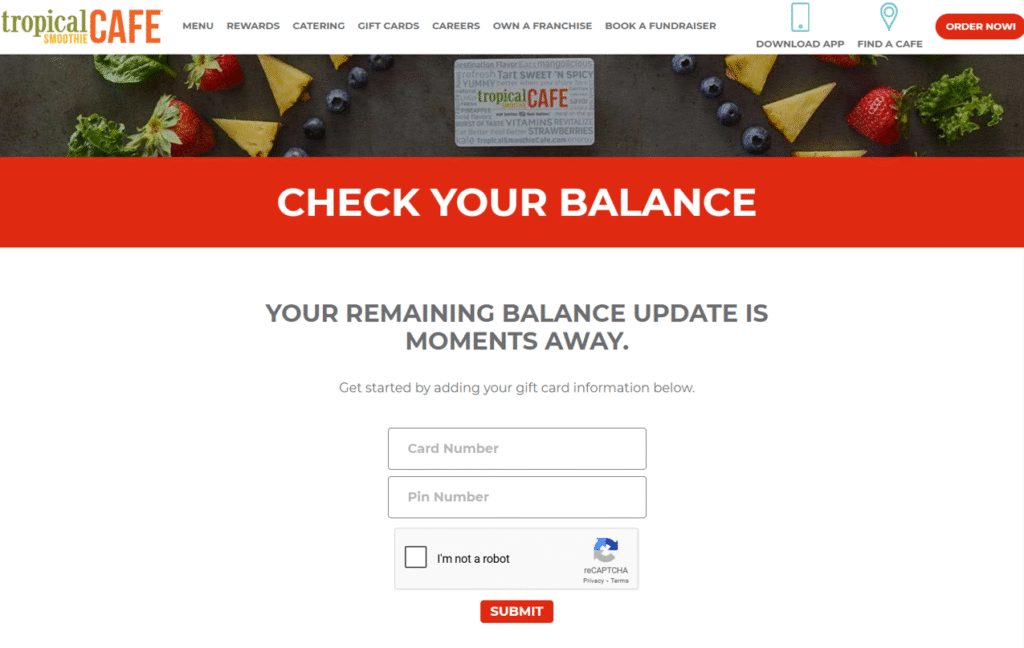 Tropical Smoothie Gift card | Balance | Online | On App 2 image 2